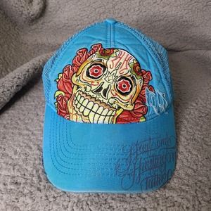 Hart and Huntington Hat Cap Skull Tattoo Snapback‎ Trucker Anoma 2006 Blue